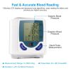 Blood Pressure Monitor Wrist Digital High Blood Pressure Cuff Heartbeat Tester w/ 60 Reading Memory 1.8 Inches LCD Screen Storage Box