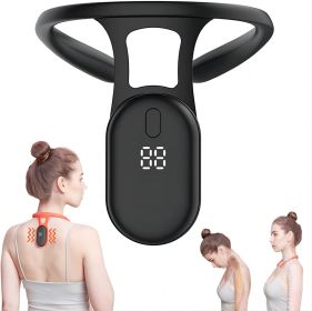 USB Back Brace Straightener Vibration Reminder LCD Electronic Pose Correction Posture Corrector Bone Care for Children (Color: Black, Ships From: China)