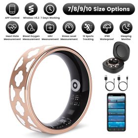 Size7/8/9/10 Options -- 1Pc Smart Ring Health Tracker Fitness/Sleep/Stress/HRV Tracker with Charging Case Magnetic Charging Cable for Women & Men Comp (size: Cloud_7)