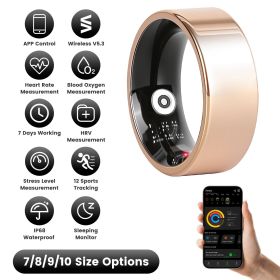Smart Ring Health Tracker Fitness/Sleep/Stress/HRV Tracker with Charging Case Magnetic Charging Cable for Women & Men Compatible with iOS & Android 7- (size: RoseGold_8)