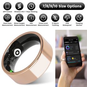 Smart Ring Health Tracker Fitness/Sleep/Stress/HRV Tracker with Charging Case Magnetic Charging Cable for Women & Men Compatible with iOS & Android 7- (size: RoseGold_9)